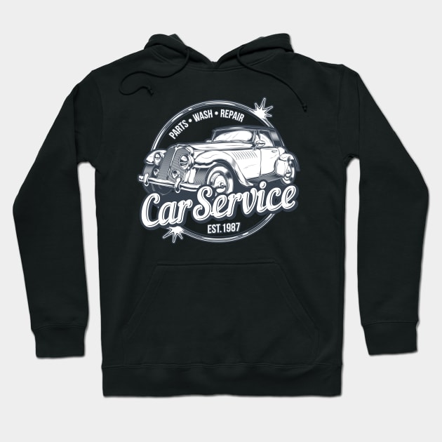 Retro Car Service Hoodie by Genuine Vintage